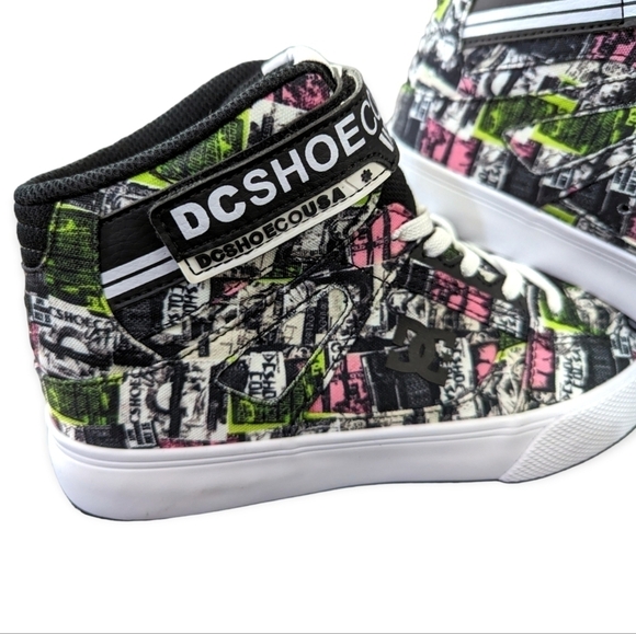 New DC Kids Trainers Boys High Tops DC Sneakers Grafitti Multicolor DC High Tops - Picture 4 of 12